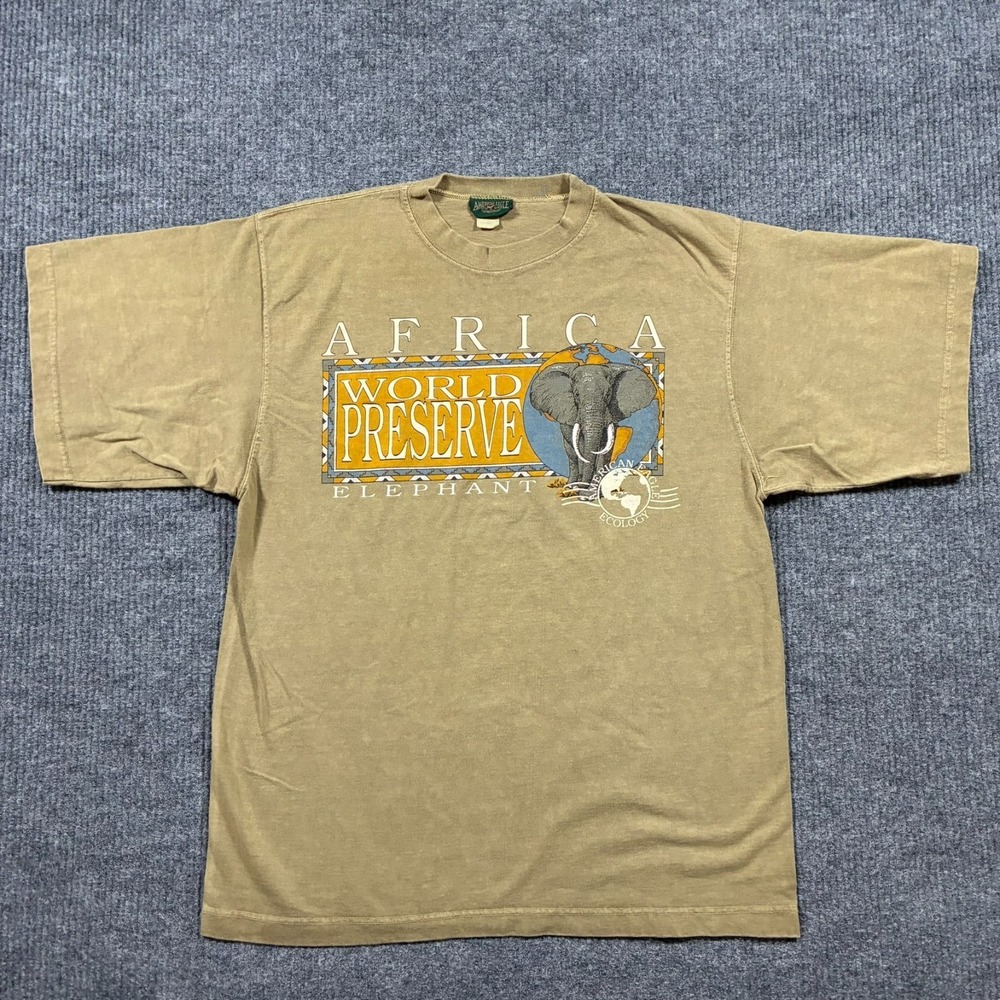Vintageā American Eagle Africa World Preserve Elephant T-Shirt Mens XL Wildlife
